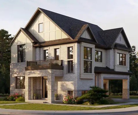 Aerial full view of Riverview South Oakville master-planned community by Caivan, featuring luxury detached homes and modern townhomes near Bronte Creek.